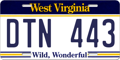 WV license plate DTN443