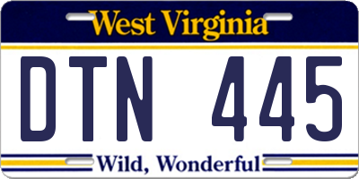 WV license plate DTN445