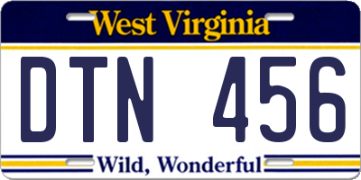 WV license plate DTN456
