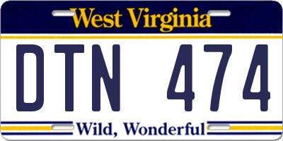 WV license plate DTN474