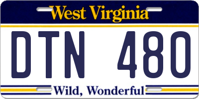 WV license plate DTN480