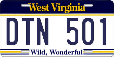 WV license plate DTN501