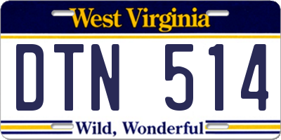 WV license plate DTN514