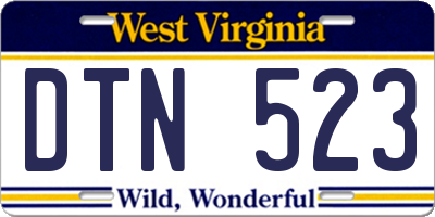 WV license plate DTN523