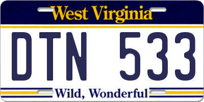 WV license plate DTN533