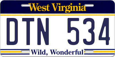 WV license plate DTN534