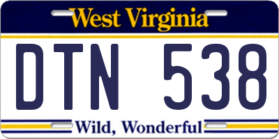 WV license plate DTN538