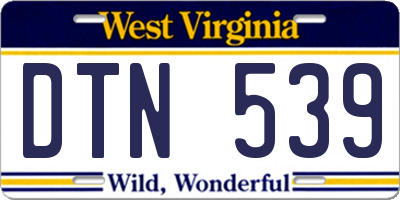 WV license plate DTN539