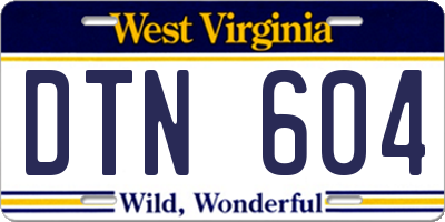 WV license plate DTN604