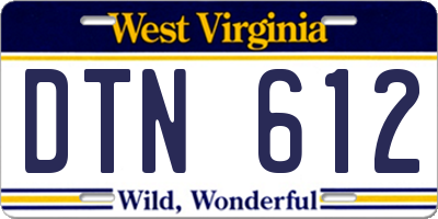 WV license plate DTN612