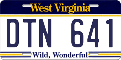 WV license plate DTN641