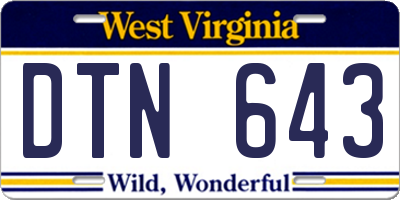 WV license plate DTN643