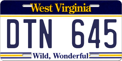 WV license plate DTN645