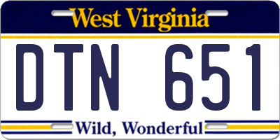WV license plate DTN651
