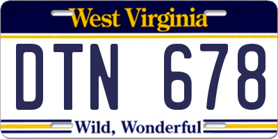 WV license plate DTN678