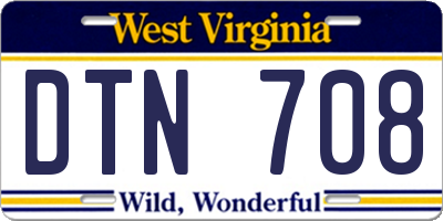 WV license plate DTN708