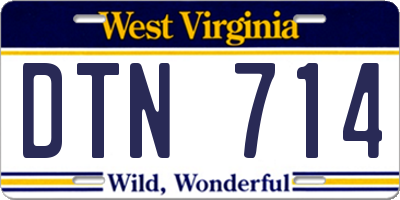 WV license plate DTN714