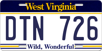 WV license plate DTN726