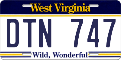 WV license plate DTN747