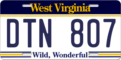 WV license plate DTN807