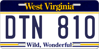 WV license plate DTN810