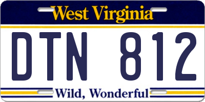 WV license plate DTN812