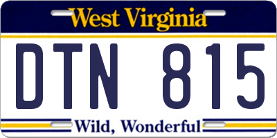 WV license plate DTN815