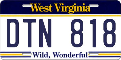 WV license plate DTN818