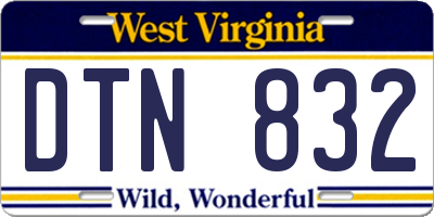WV license plate DTN832