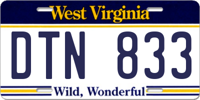 WV license plate DTN833