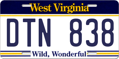 WV license plate DTN838