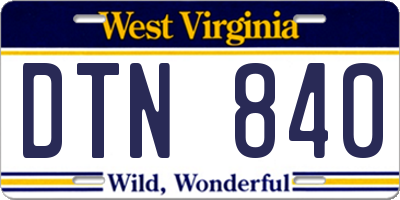 WV license plate DTN840