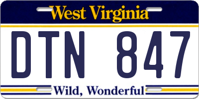 WV license plate DTN847