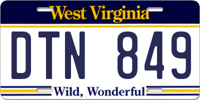 WV license plate DTN849
