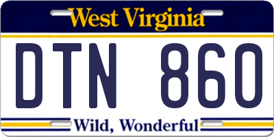WV license plate DTN860