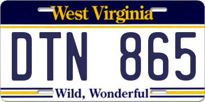 WV license plate DTN865