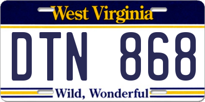 WV license plate DTN868