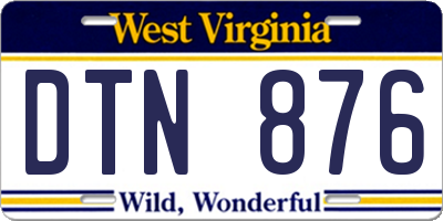 WV license plate DTN876