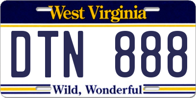 WV license plate DTN888