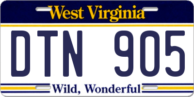 WV license plate DTN905