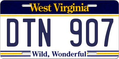 WV license plate DTN907