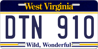 WV license plate DTN910