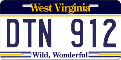 WV license plate DTN912