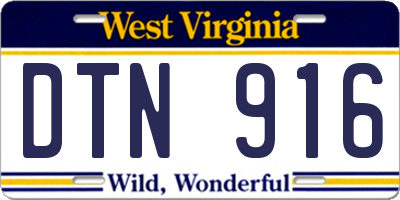 WV license plate DTN916