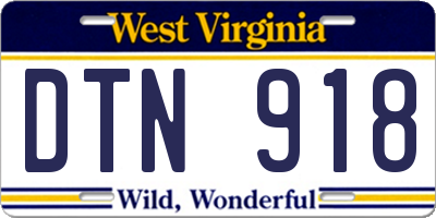 WV license plate DTN918