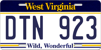 WV license plate DTN923