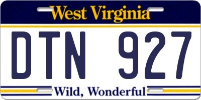 WV license plate DTN927