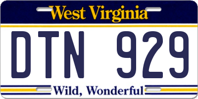 WV license plate DTN929