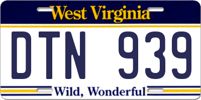 WV license plate DTN939