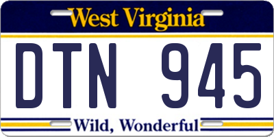 WV license plate DTN945